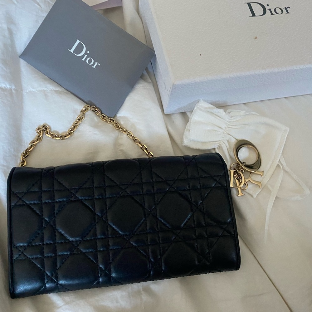 Dior Black Quilted Leather Chain Wallet - Picture 3 of 6